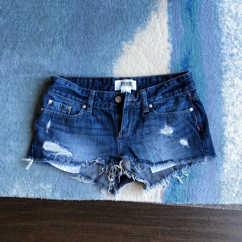 Pink cut off jean shorts